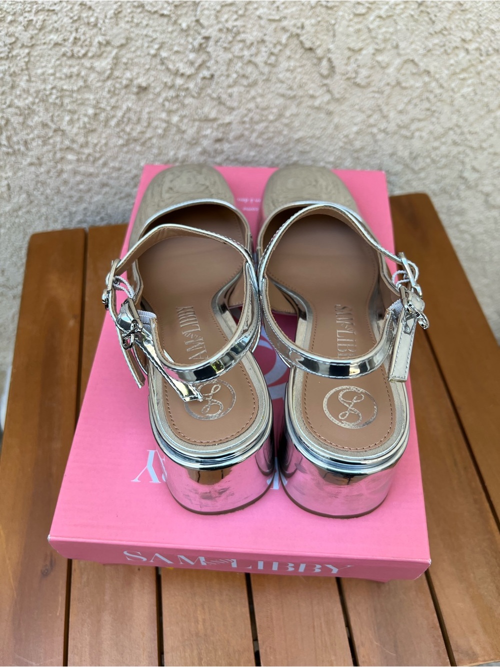 Sam Edelman Metallic Silver Mary Jane Slingback Pumps - Picture 2 of 6